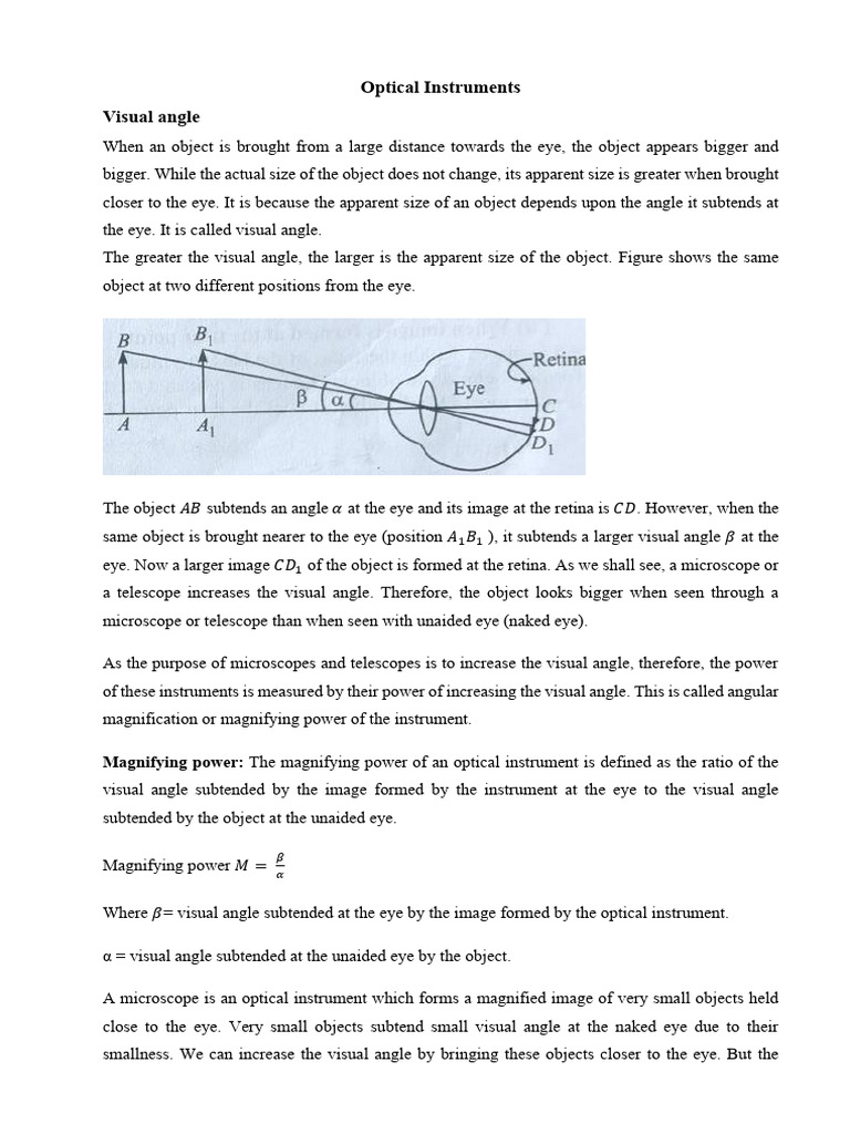 Understanding Optical Instruments and Magnification | PDF | Angular ...