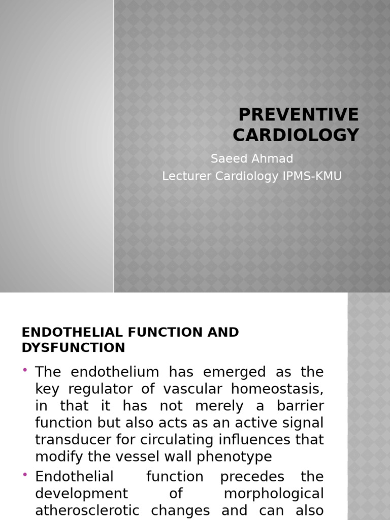 2.endothelial Function and Dysfunction | PDF | Endothelium | Blood Vessel