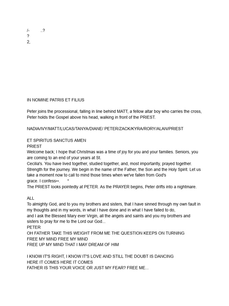 Bare A Pop Opera Script | PDF | Confession (Religion) | Characters In ...