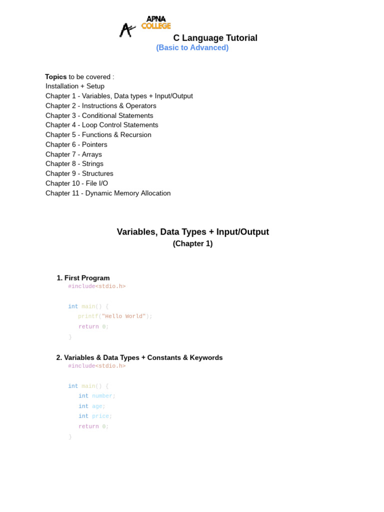 Chapter 1 Code | PDF