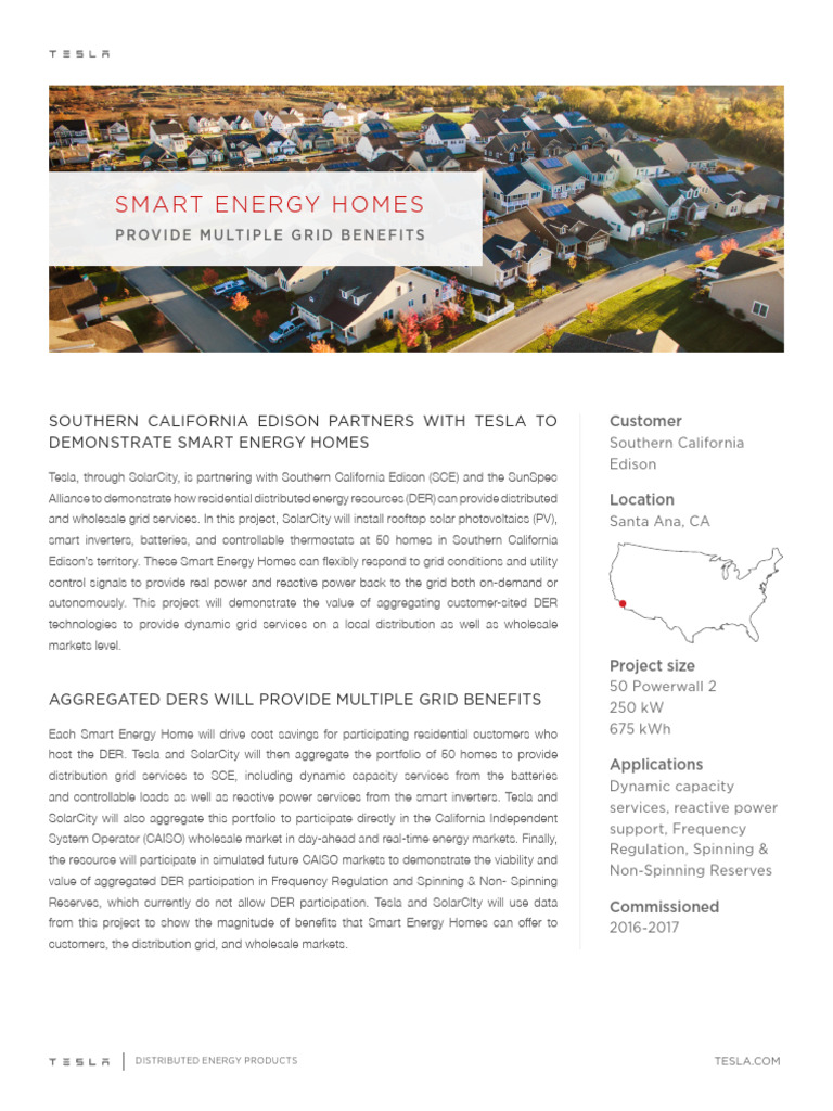 Smart Energy Homes: Tesla & SCE Partnership | PDF | Solar City ...