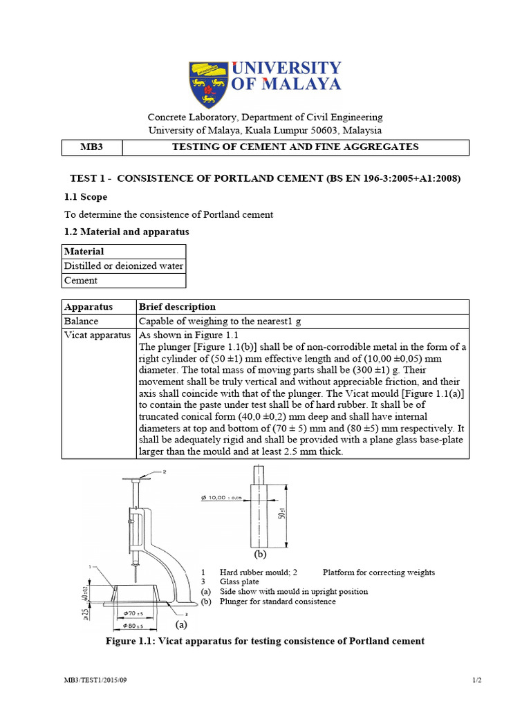 Practical 1a - Testing of Cement and Fine Aggregates | PDF ...