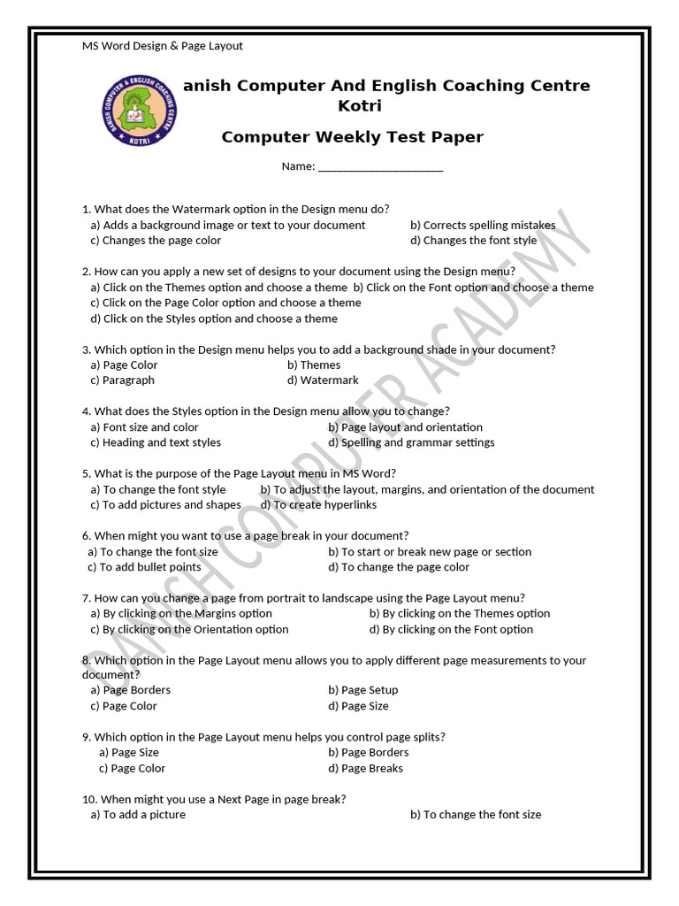 MS Word Design & Layout Guide | PDF | Page Layout | Microsoft Word