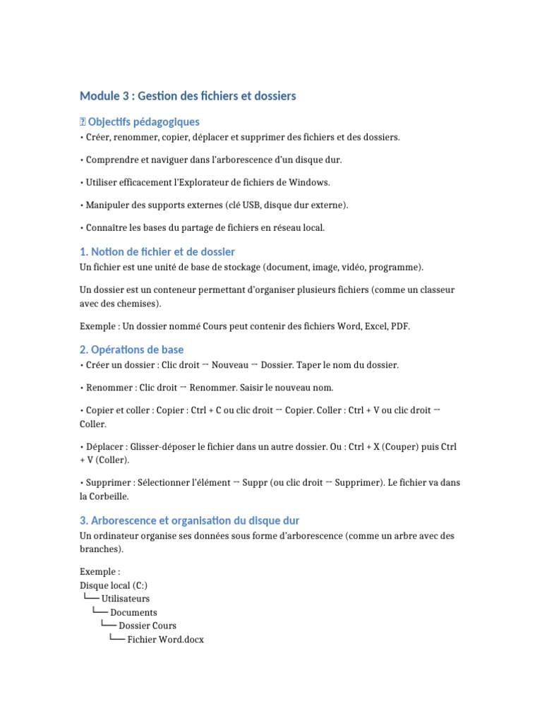 Gestion des fichiers et dossiers Windows | PDF | Fichier informatique ...
