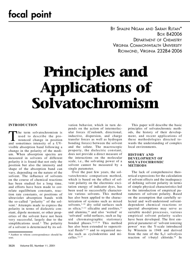 Nigam Rutan 2001 Principles and Applications of Solvatochromism | PDF ...