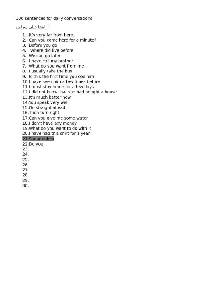 100 Daily Conversation Sentences | PDF