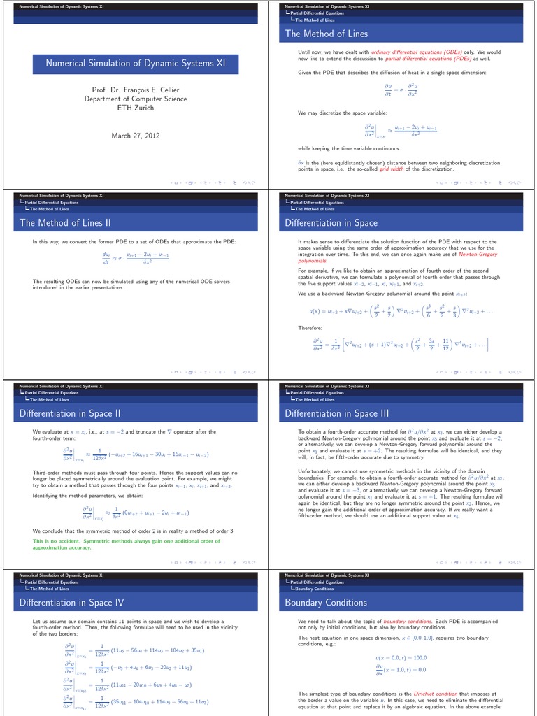 The method of lines prof dr fran cois e cellier department of