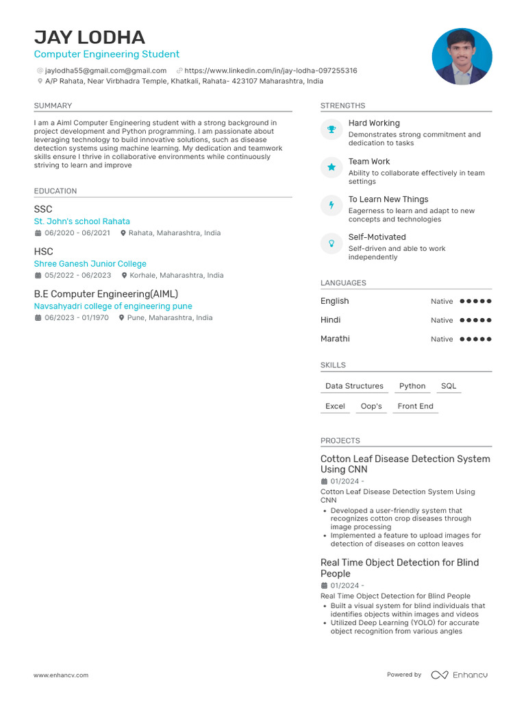 Jay Lodha: Computer Engineering Student | PDF | Cognitive Science ...