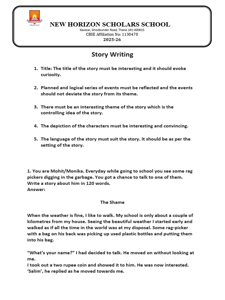 Story Writing Techniques and Examples | PDF