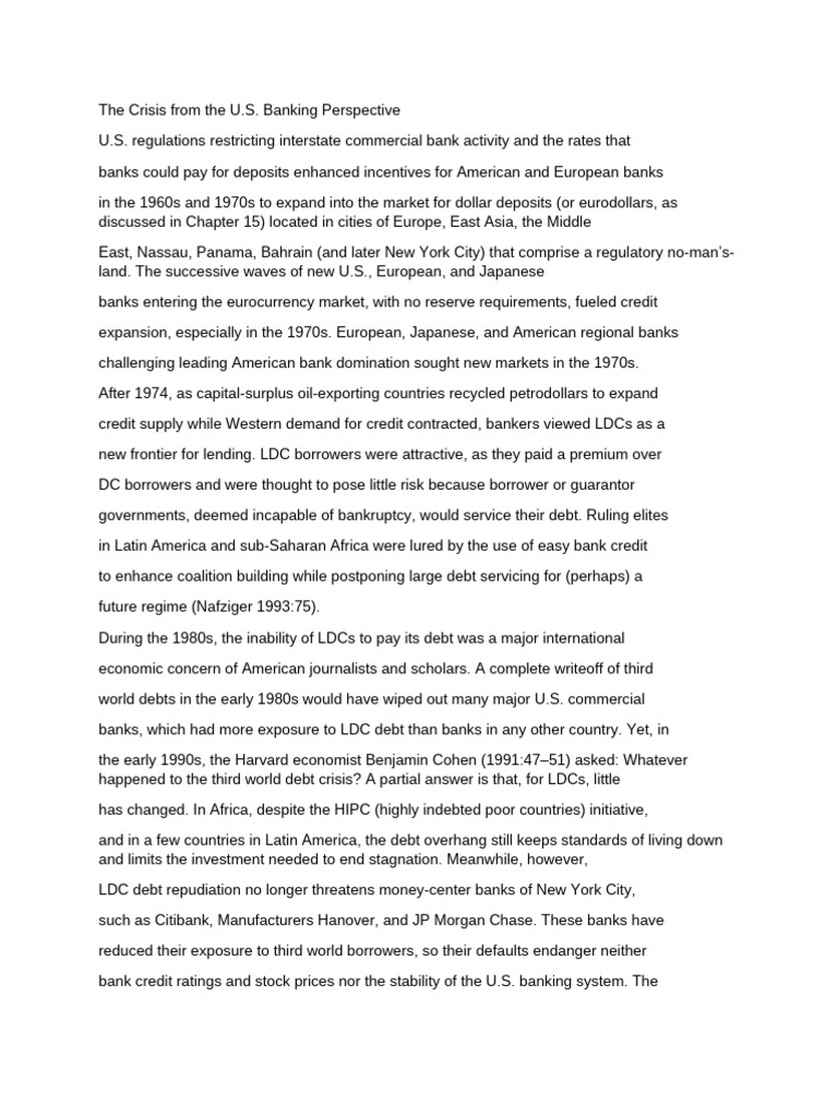 U.S. Banking and the LDC Debt Crisis | PDF | Debt | Banks