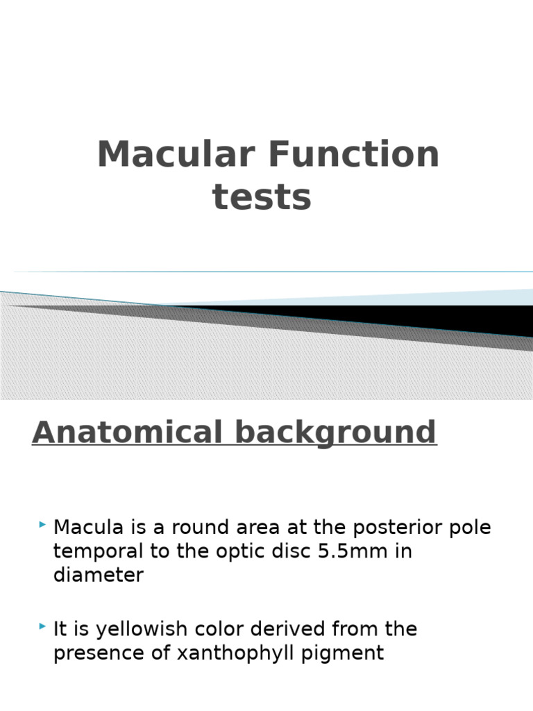 Macular Function Tests Overview | PDF | Visual Acuity | Contrast (Vision)