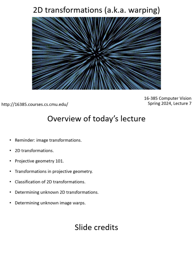 Understanding 2D Transformations in Vision | PDF | 2 D Computer ...