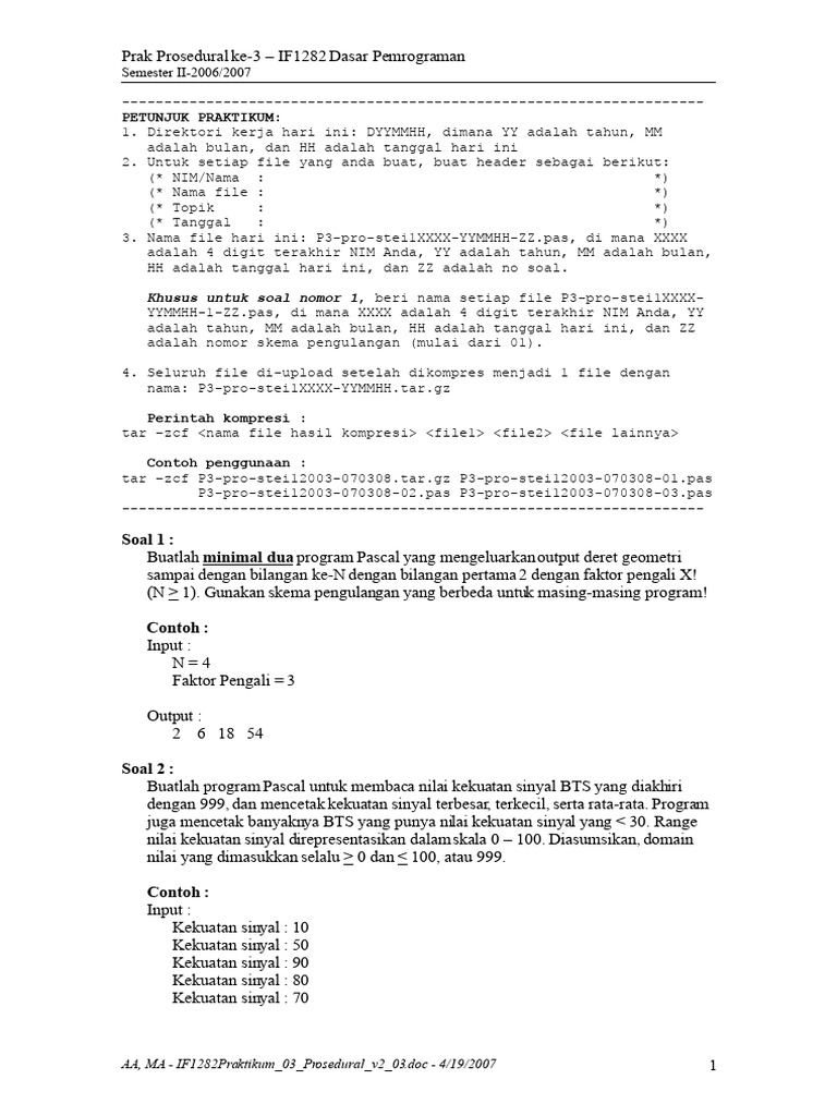IF1282Praktikum 03 Prosedural v2 03 | PDF