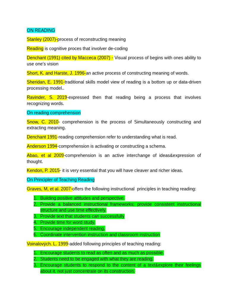 Carmela Saturday Class Pointers | PDF | Schema (Psychology) | Speed Reading