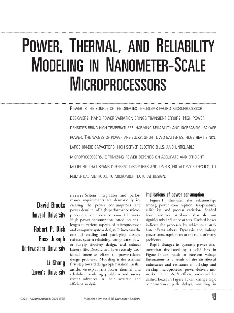 Power and Reliability in Microprocessors | PDF | Matrix (Mathematics ...