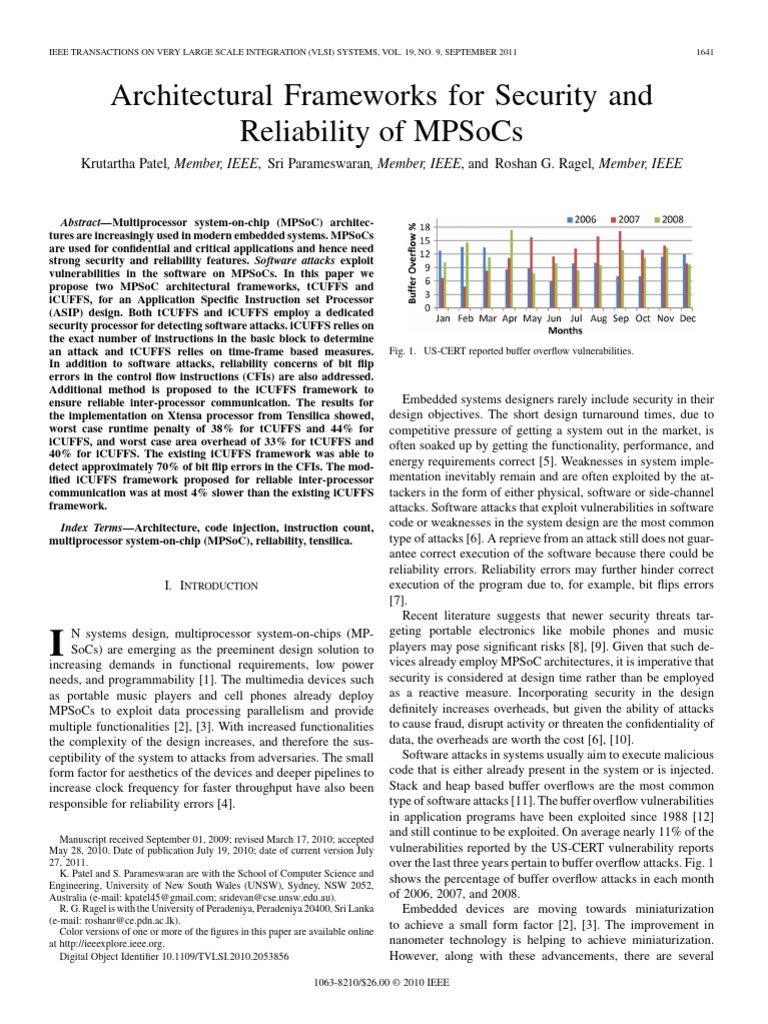 Architectural Frameworks For Security and Reliabilty of MPSoCs | PDF ...