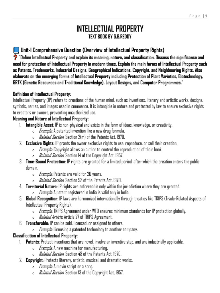 Overview of Intellectual Property Rights | PDF | Intellectual Property ...