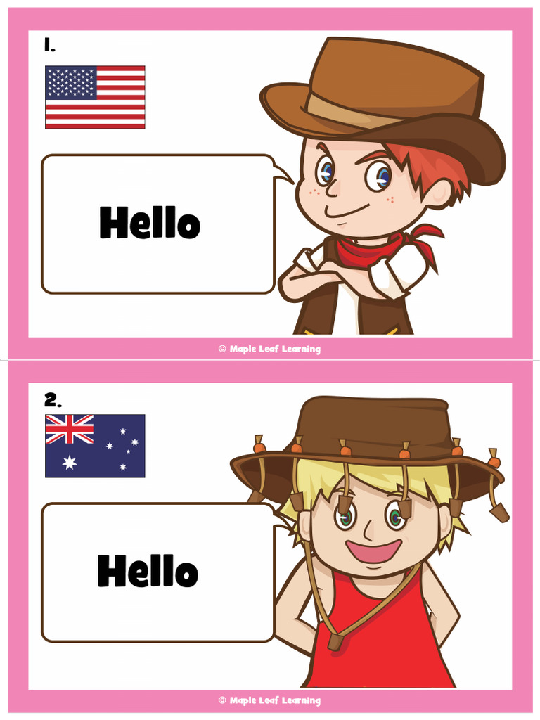 Countries-Hello-Song-Flashcards (8 Thẻ) | PDF
