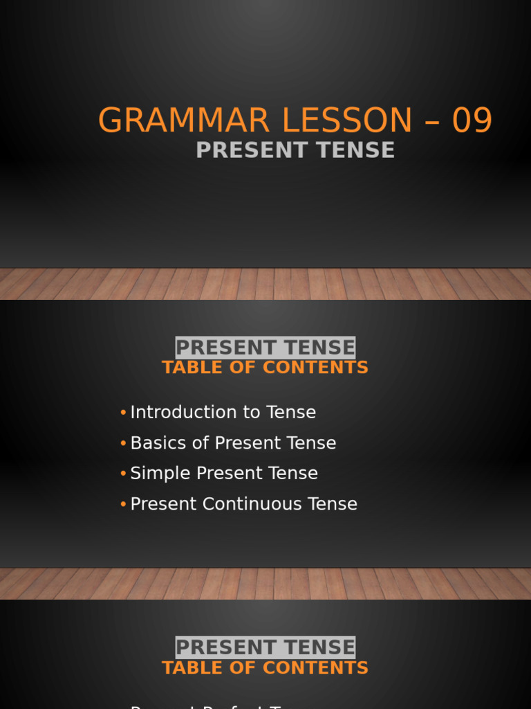 Grammar Lesson - 09 (Present Tense) | PDF