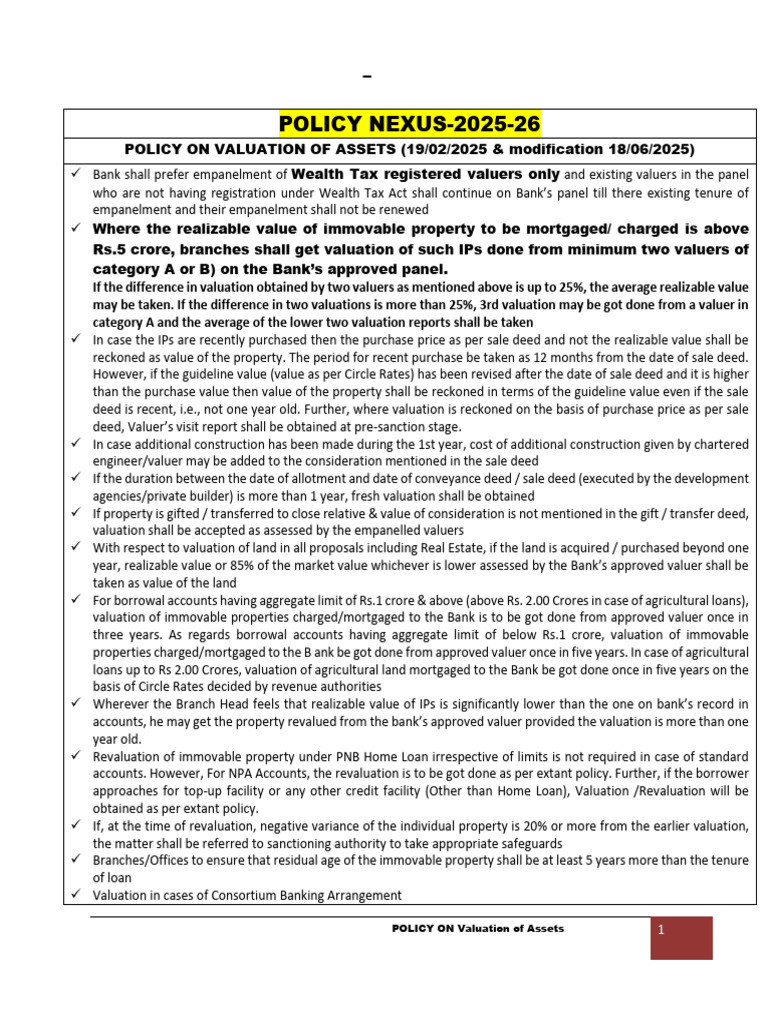 Asset Valuation Policy Guidelines 2025 | PDF | Real Estate Appraisal ...