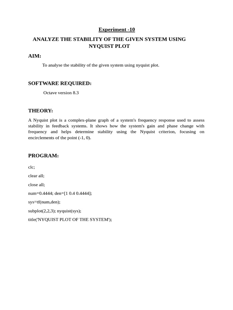 Nyquist Plot Stability Analysis Guide | PDF