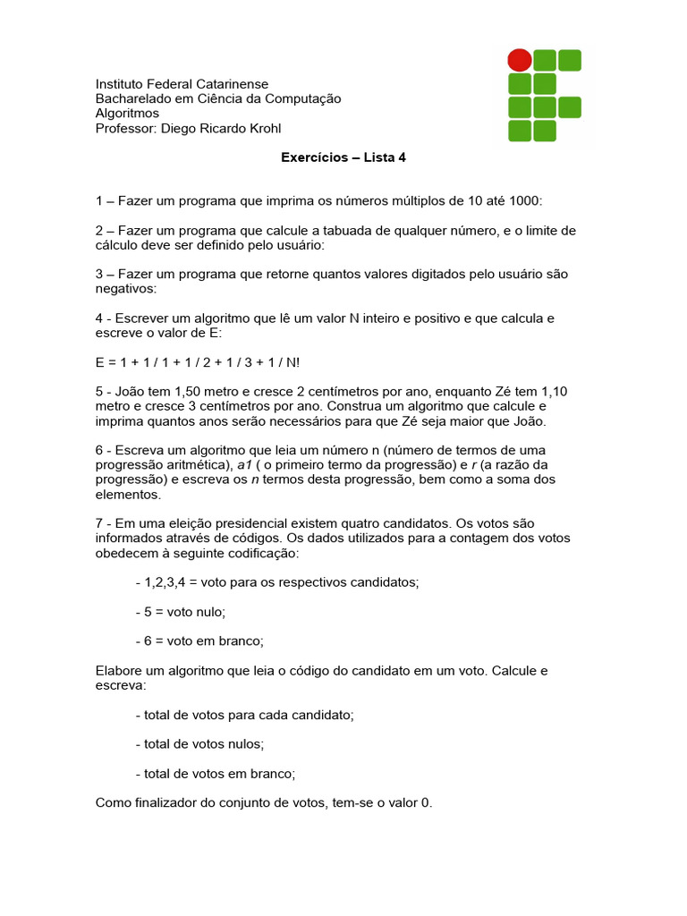 Exercícios de Algoritmos em Python | PDF | Algoritmos | Números