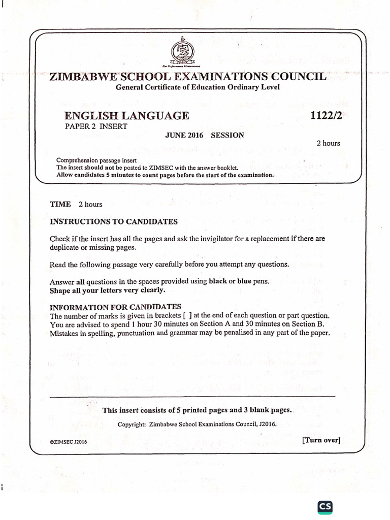 j2016 Paper 2 Insert | PDF