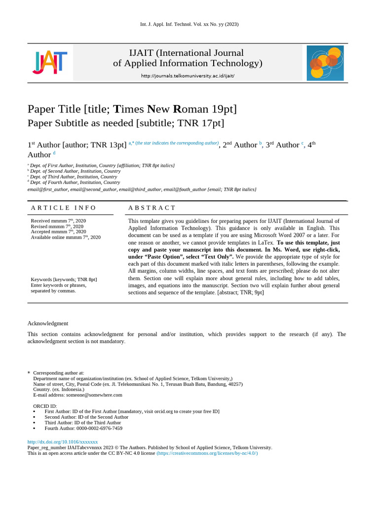 IJAIT+Paper+Template+v 2 0 | PDF | Citation | Bracket