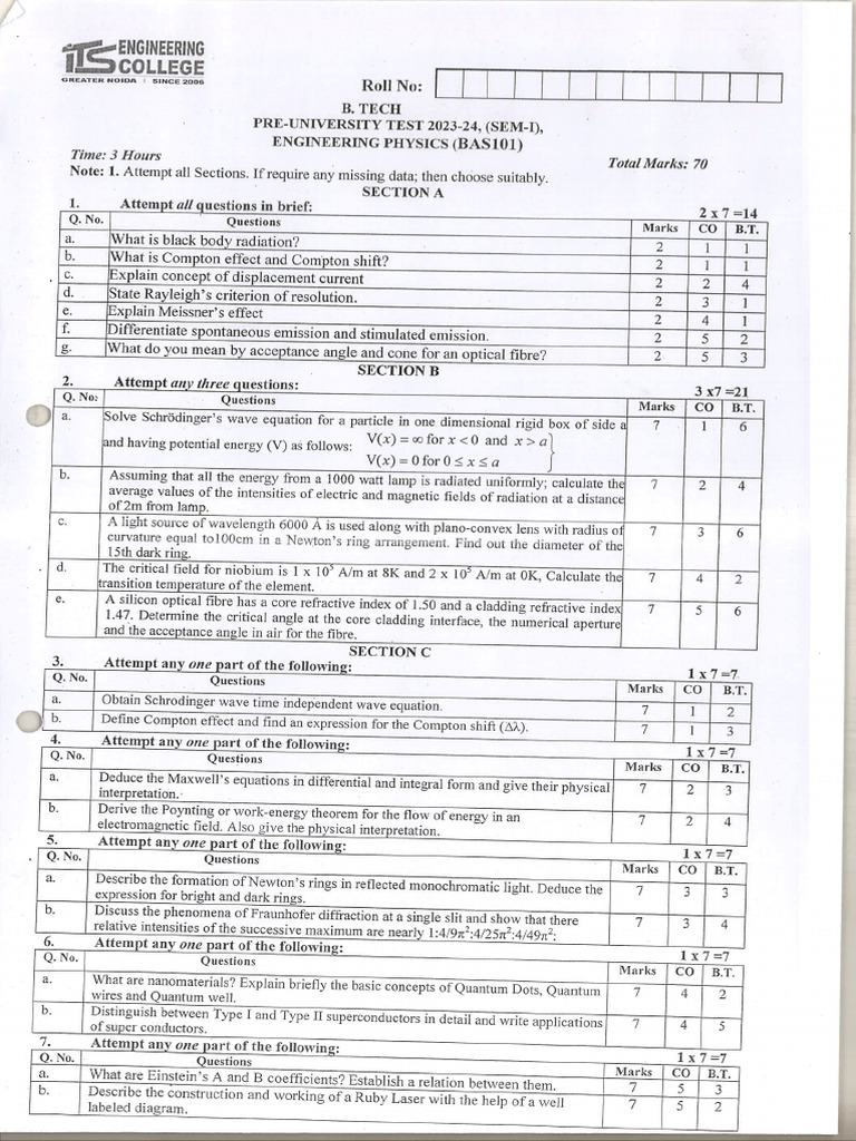 Bas-101 Sem-I Put 2023-24 | PDF