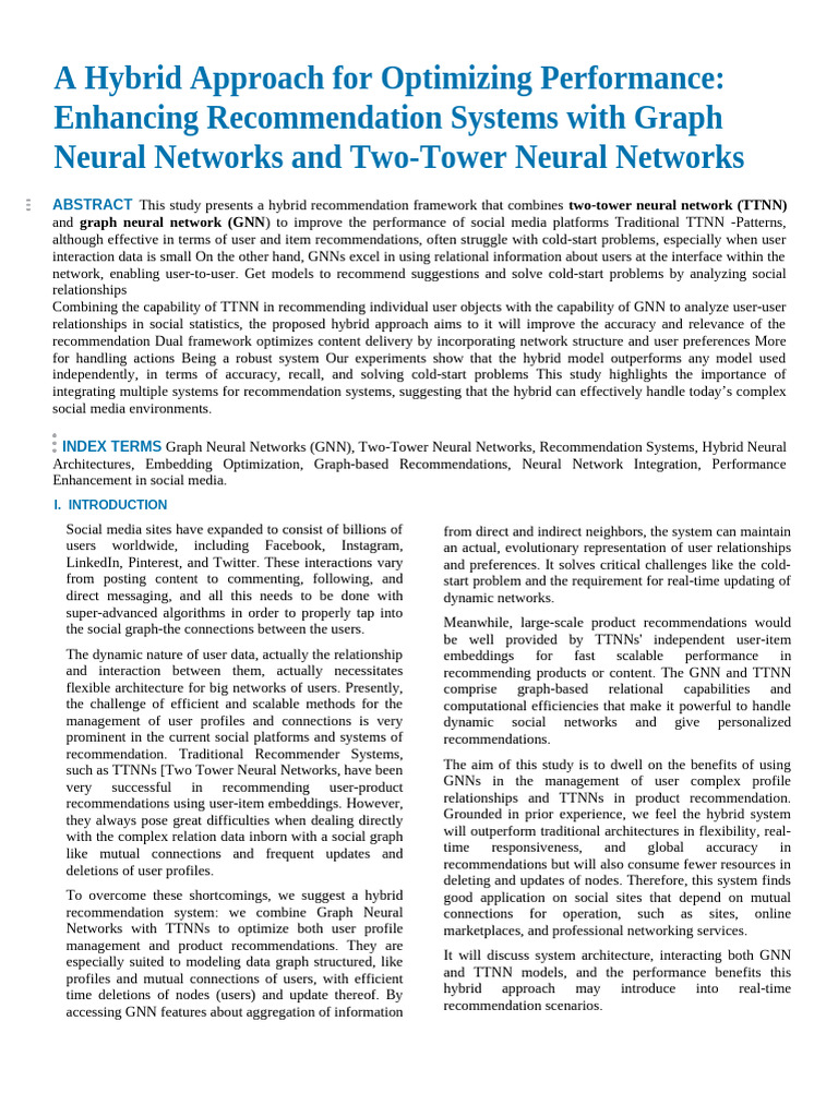 Hybrid GNN and TTNN for Recommendations | PDF | Applied Mathematics ...