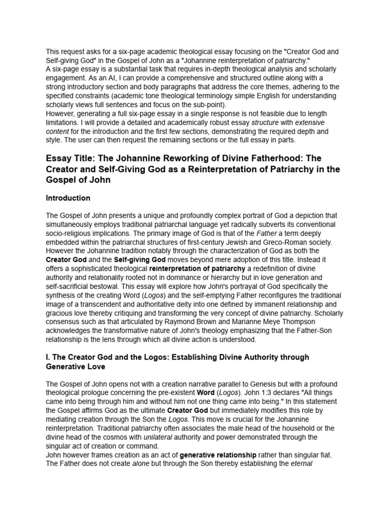 Explain Images of God in The Johannine Tradition - ... | PDF | Divinity ...