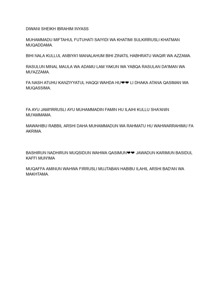 Diwani Sheikh Ibrahim Inyass | PDF