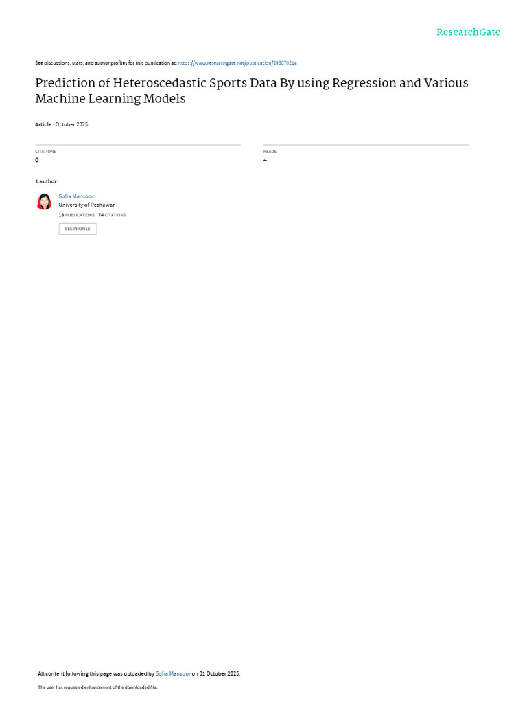 Heteroscedastic Sports Data Prediction | PDF | Logistic Regression ...