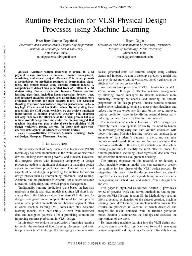 Machine Learning for VLSI Runtime Prediction | PDF | Machine Learning ...
