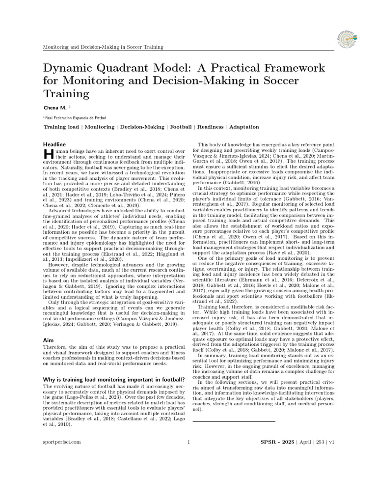 Dynamic Model for Soccer Training Decisions | PDF | Well Being ...