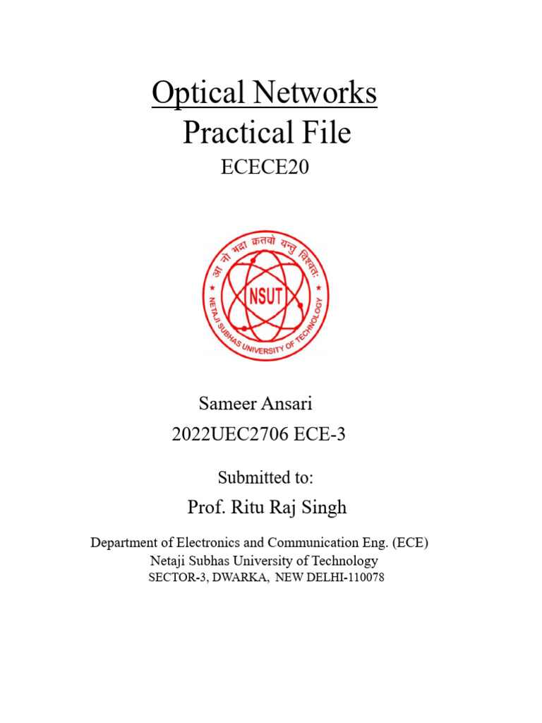 Optical Networks Practical Experiments | PDF