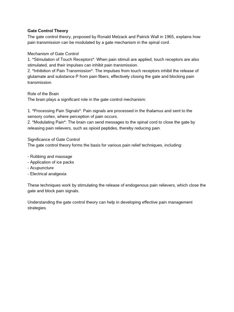 Understanding Gate Control Theory | PDF