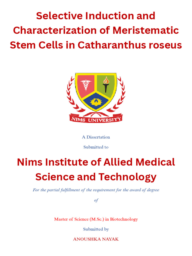 Meristematic Stem Cells in Catharanthus roseus | PDF | Plant Stem ...