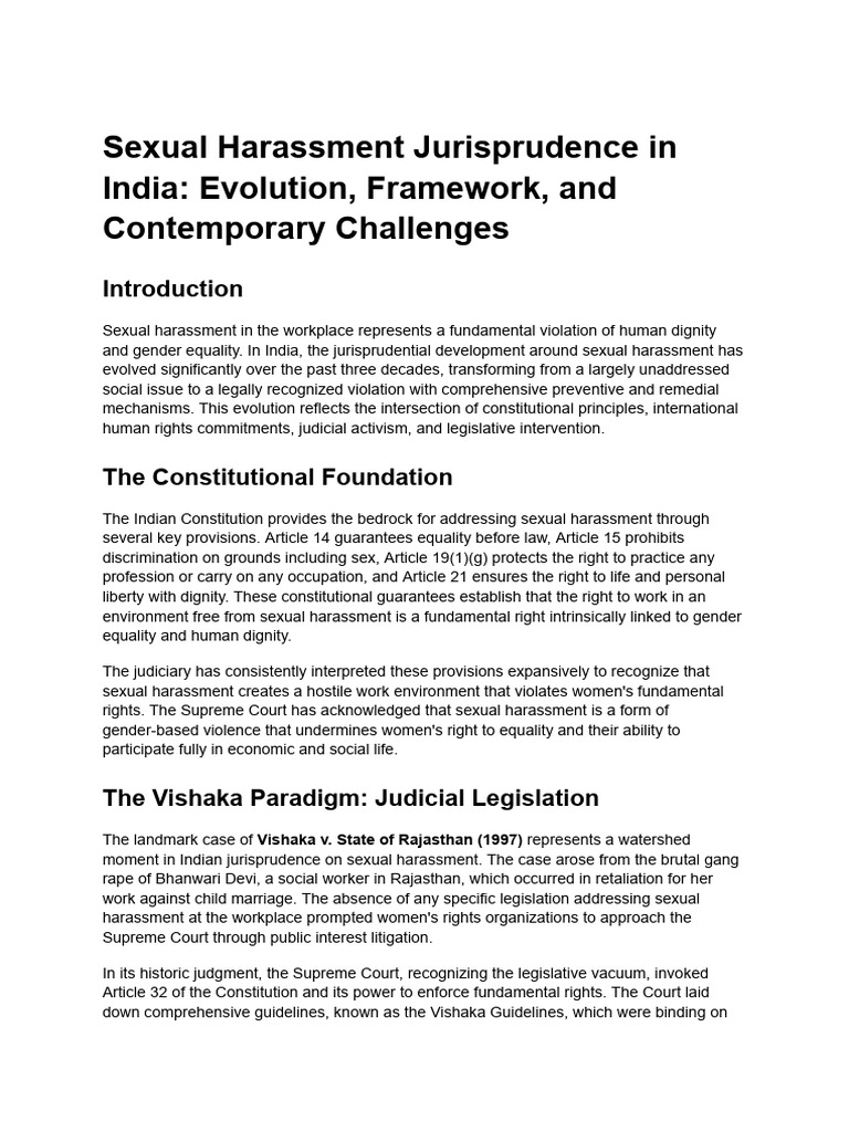 Sexual Harassment Law in India: Overview | PDF | Sexual Harassment ...