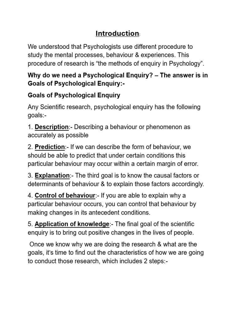 Goals and Methods of Psychological Research | PDF | Experiment | Survey ...
