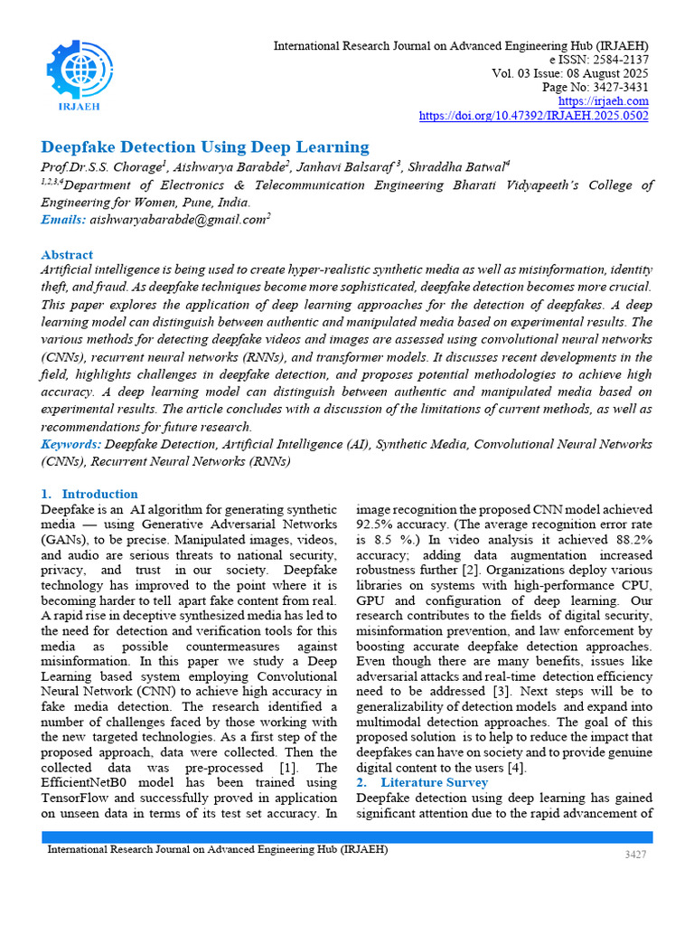 Deepfake Detection with Deep Learning | PDF | Deep Learning ...
