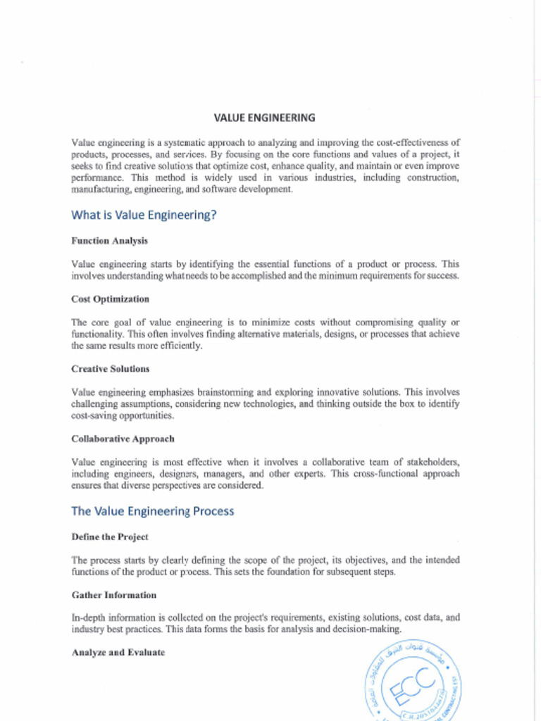 Value Engineering | PDF