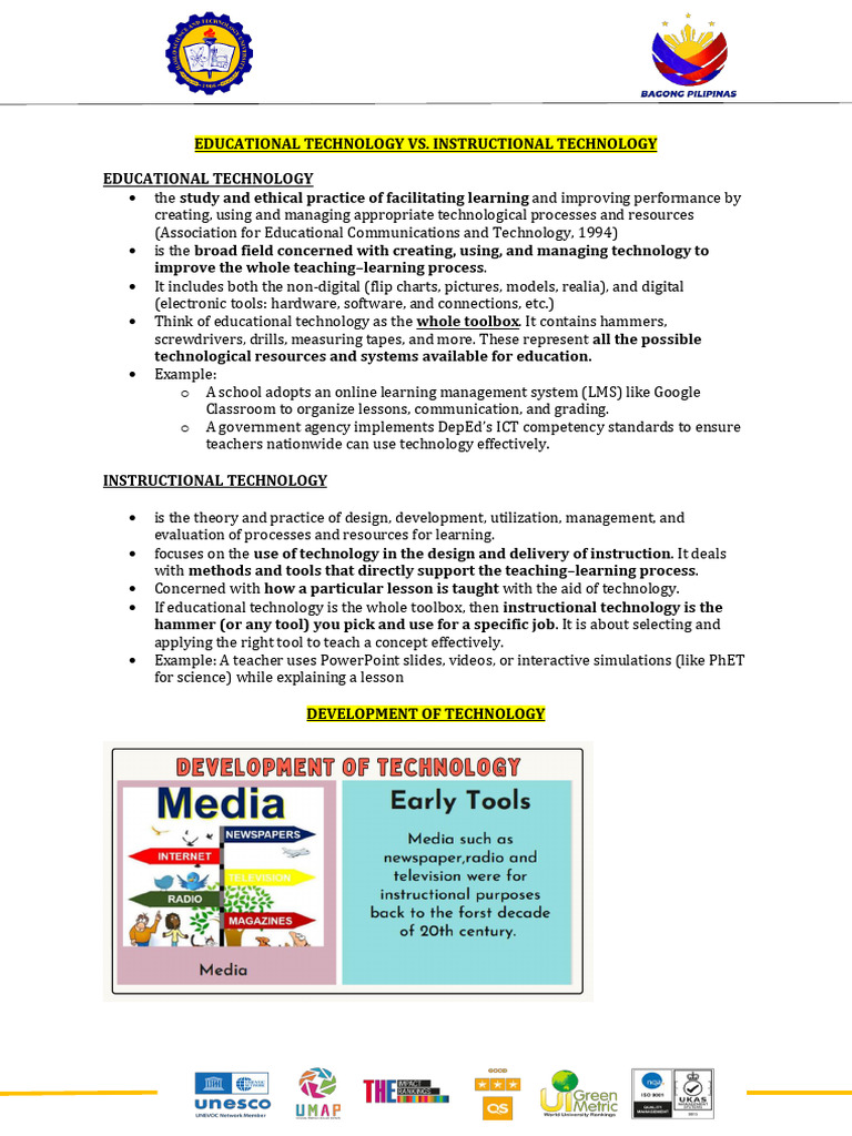 Educational vs. Instructional Technology | PDF | Educational Technology ...