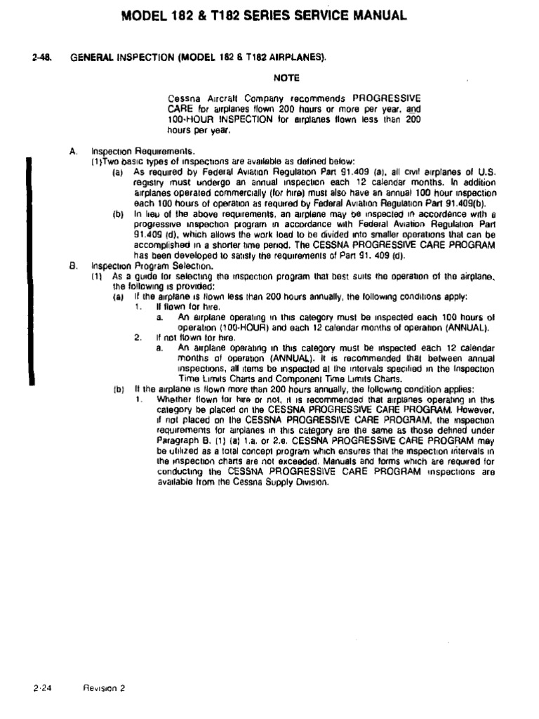 Cessna 182 T182 Inspection Manual | PDF | Landing Gear | Manufactured Goods