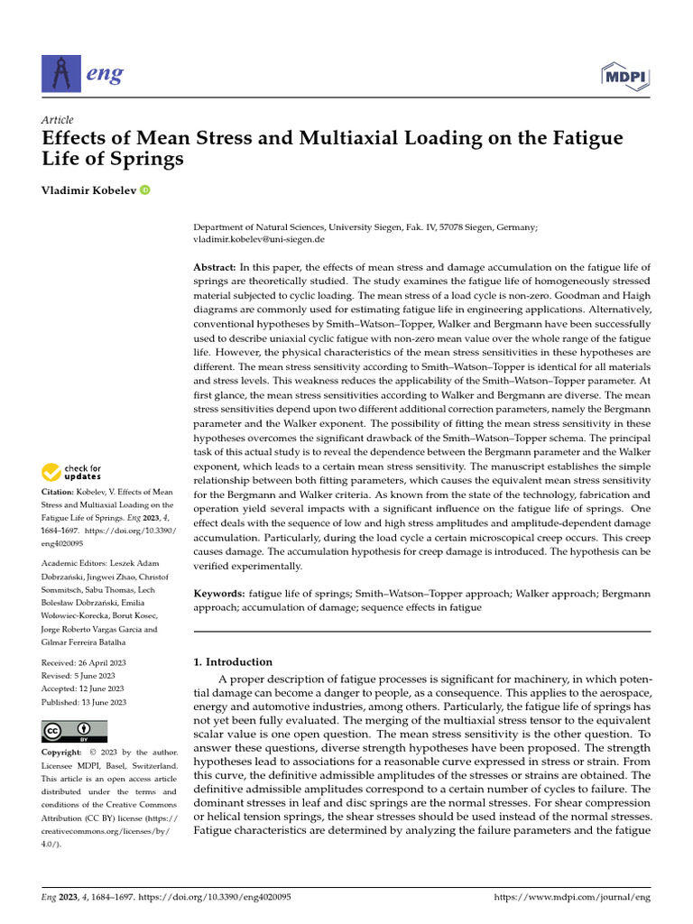 Fatigue Life of Springs Under Multiaxial Loading | PDF | Strength Of ...