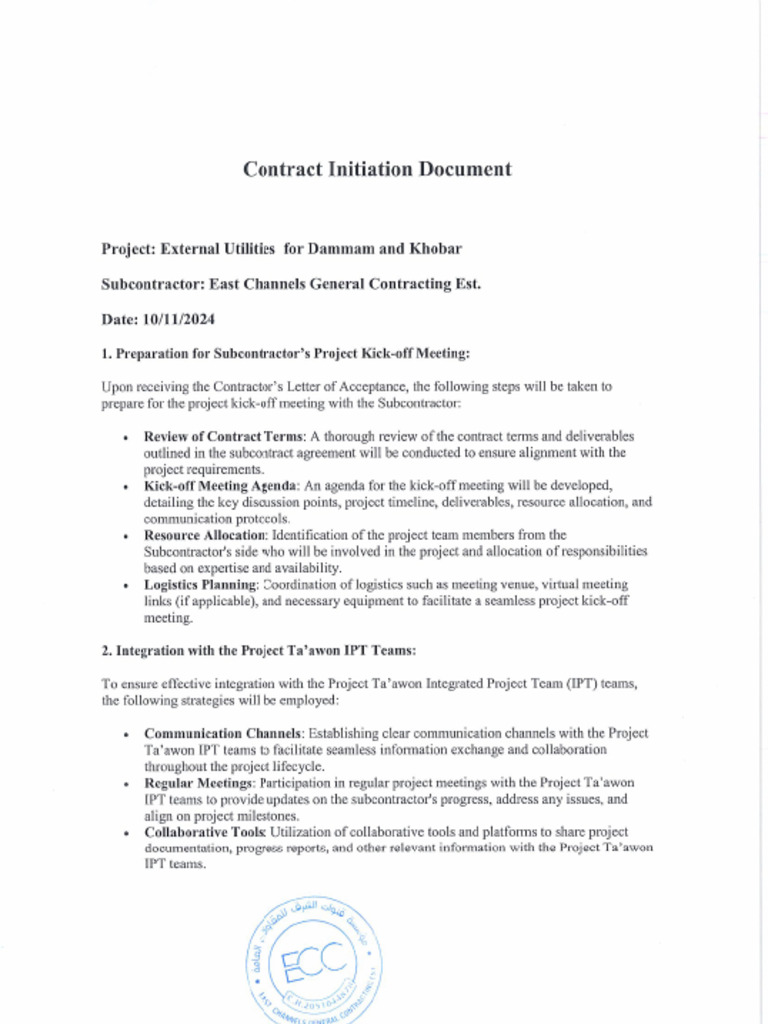 Contract Initiation Document | PDF
