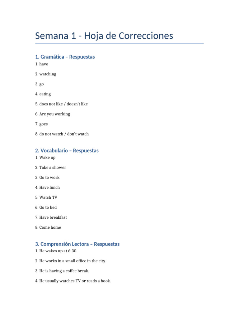 Semana 1 B1 Ingles Correcciones | PDF
