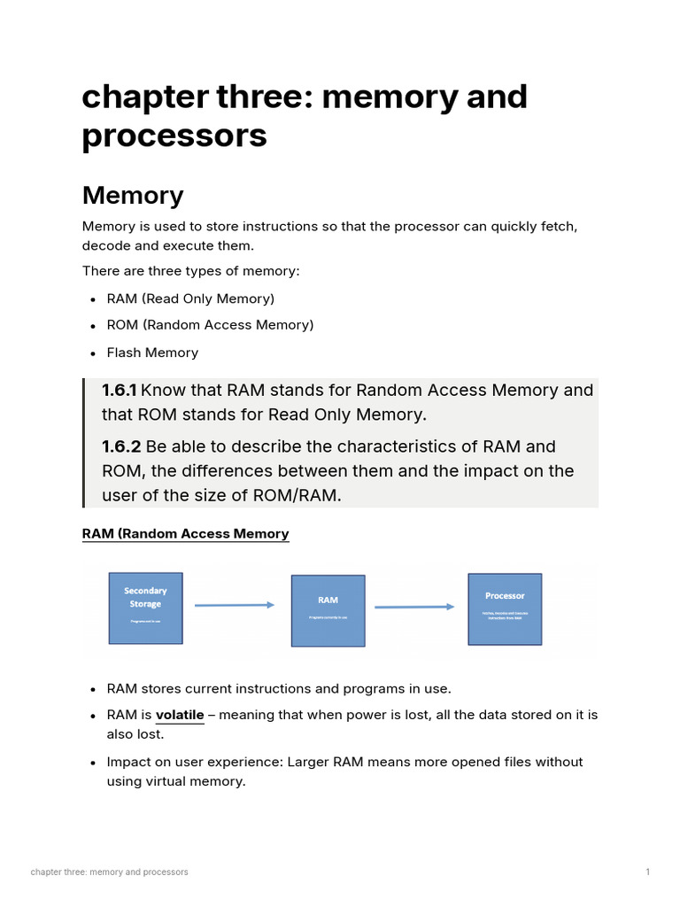 Chapter Three Memory and Processors | PDF | Computer Data Storage ...