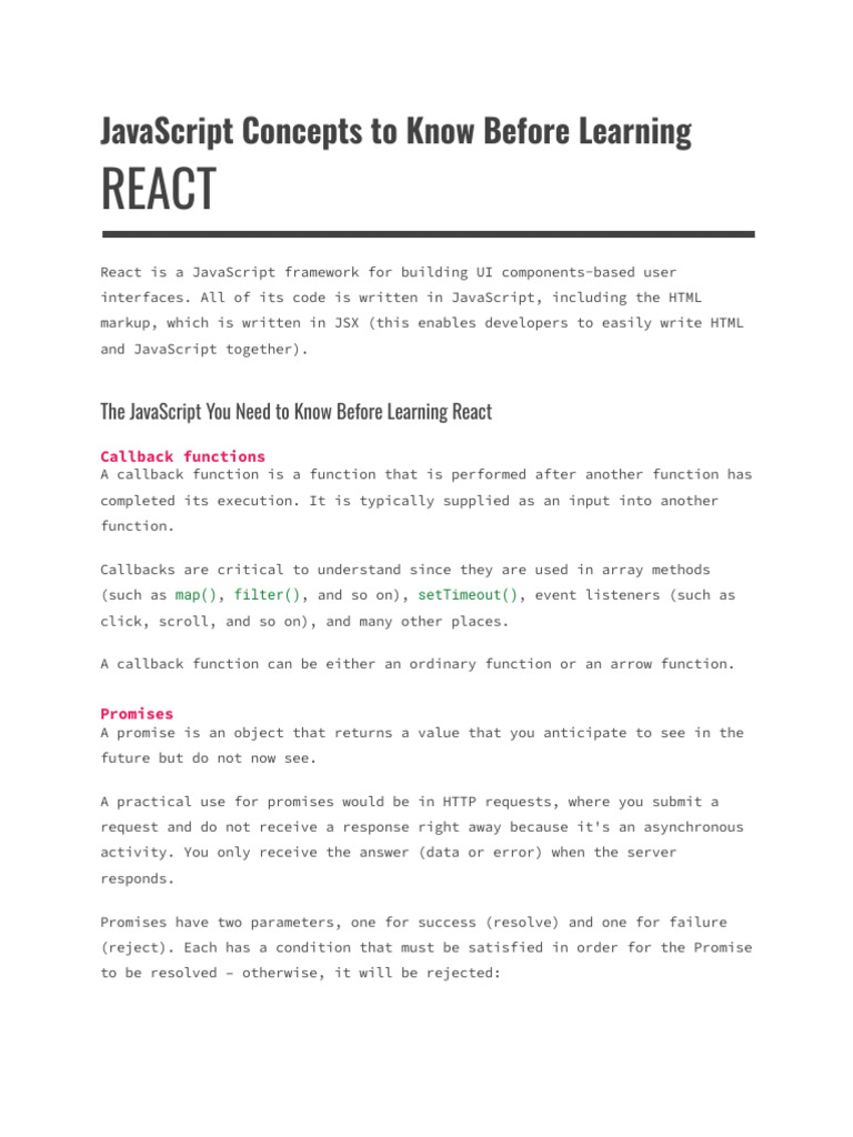 JavaScript Essentials for React Beginners | PDF | Java Script ...