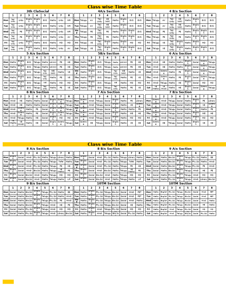 ZPHS School Timetable Overview | PDF | Cultural Assimilation | Language ...